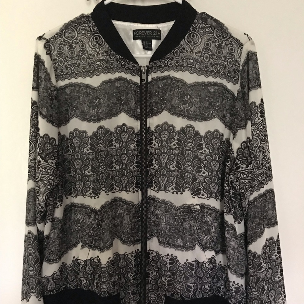 Forever21+ Lace Print Bomber